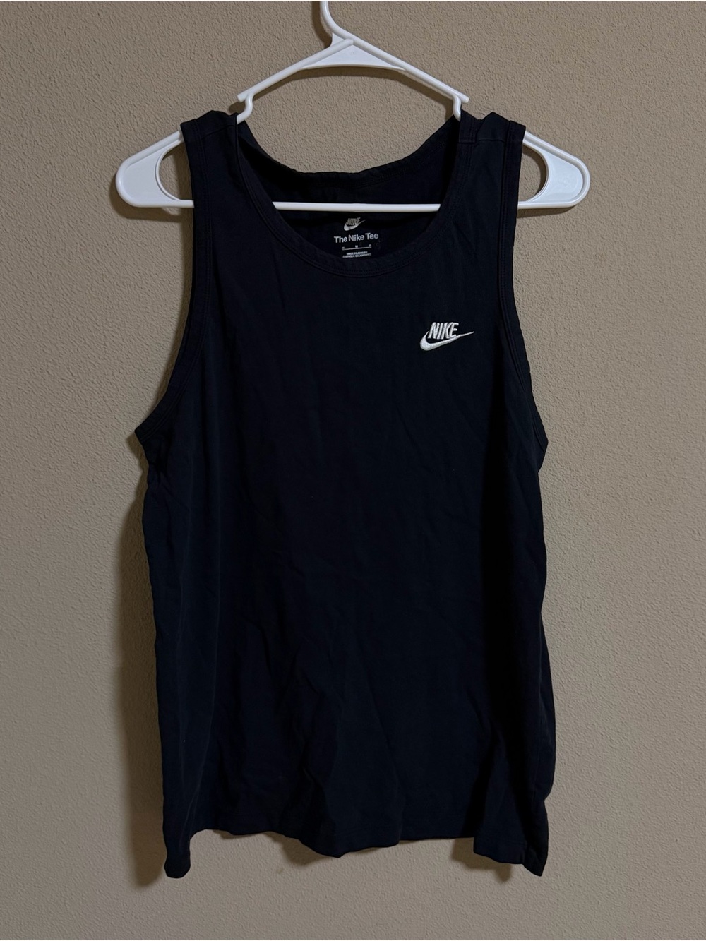 Nike Black Tank Top with White Swoosh Logo